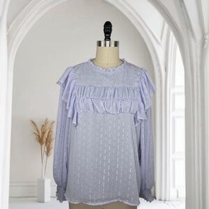 ROCKIN C Western Wear women’s Ruffled Long‎ Sleeve Blouse Size L